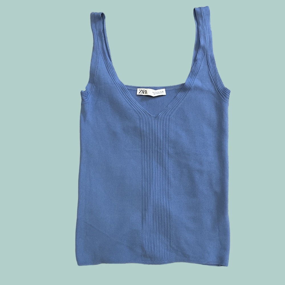 Zara cornflower blue knit tank top size small